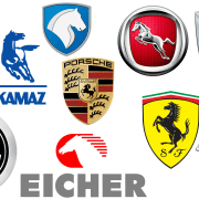 Logotipo del coche con símbolos de caballos
